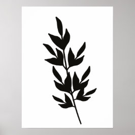 Poster Arte em Linha de Folha Simples Preto e Branco