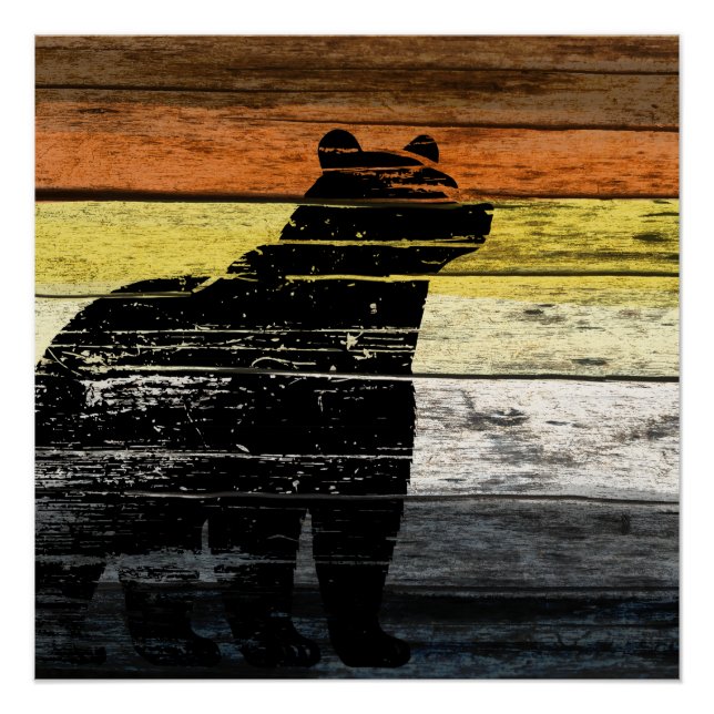 Póster Arte em Madeira Orgulho de Urso  (Frente)