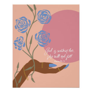 Póster Arte em Mão Negra com Rosas e Afirmações