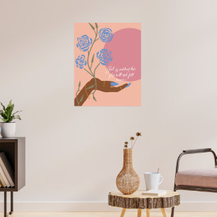Poster Arte em Mão Negra com Rosas e Afirmações
