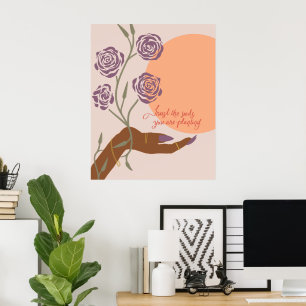 Poster Arte em Mão Negra com Rosas e Afirmações