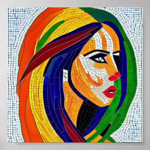 Poster Arte em mosaico de mulher