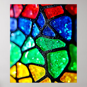 Poster Arte em Mosaico de Vidro Arco-Íris Brilhante