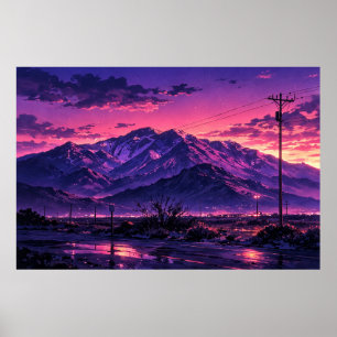 Poster Arte em Neon de Paisagem Fotográfica Editada (HG)
