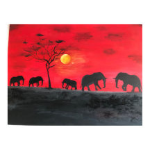 Arte em Parede de Pintura em Elefante Pleno Africa