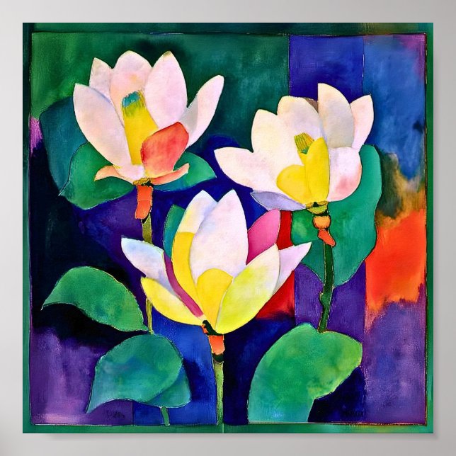 Poster Arte em Parede Flores Brancas (Frente)
