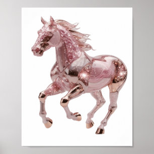 Poster Arte em Prata Design de Slogan ROSE GOLD HORSE