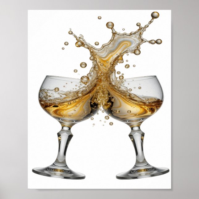 Poster Arte em Prata WHISKY SPLASH Artística (Frente)