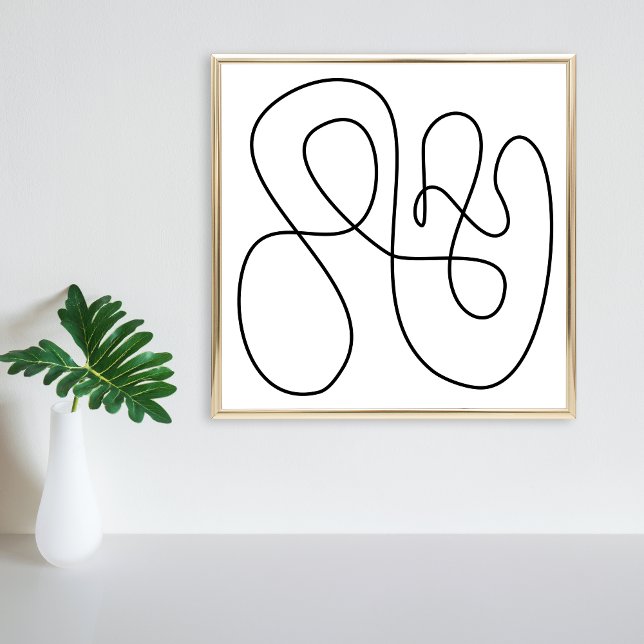 Poster Arte em preto e branco com linha de Abstrato conte (Criador carregado)