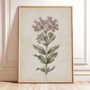 Poster Arte em Tela de Fazenda de Flor de Seda Antiga