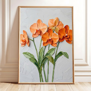Poster Arte em Tela de Orquídea Laranja