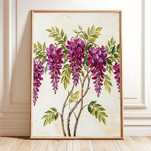 Poster Arte em Tela de Wisteria Minimalista, Pronta para