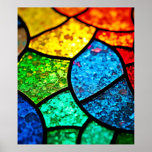 Poster Arte em Textura de Vidro Colorido Vibrante