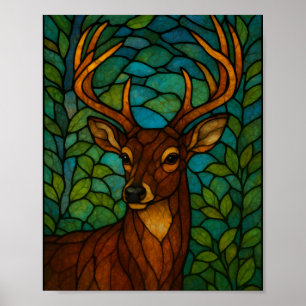 Poster Arte em Vidro Manchado Estilo Tiffany de Cervo Ant