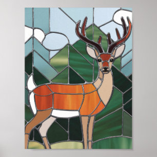Poster Arte em Vidro Pintado, Estilo de Arte de Veado em