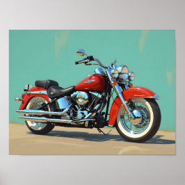 Poster Arte Emoldurada de Moto Antiga