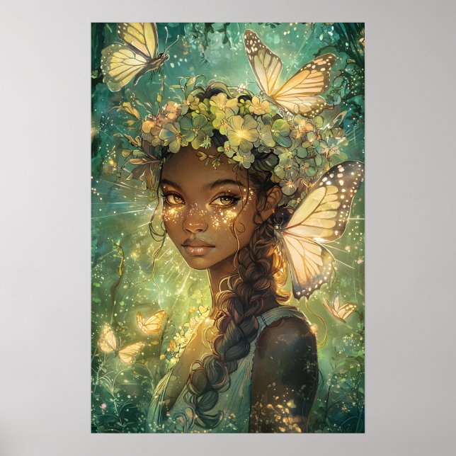Poster Arte Encantada de Borboleta de Esmeralda (Frente)