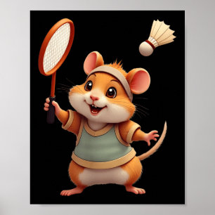 Poster Arte Engraçada de Badminton Para Homens Mulheres T