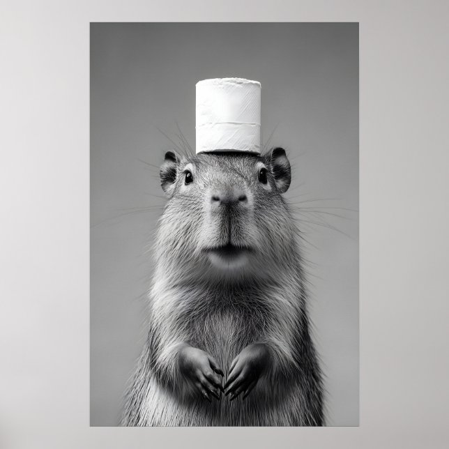 Poster Arte engraçada de capivara para banheiro, impressã (Frente)