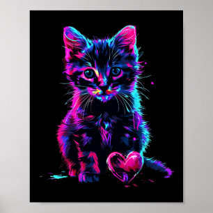Poster Arte engraçada de falha de luz negra Gato fofo Val