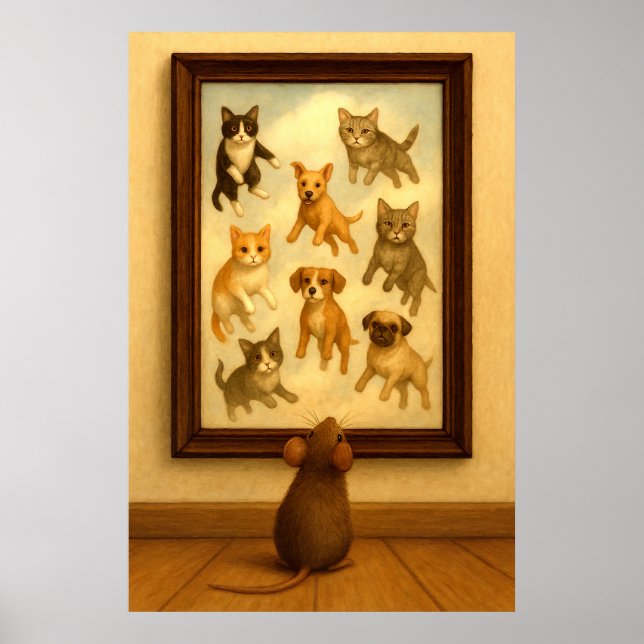 Poster Arte Engraçada de Gato e Muro de Cachorro (Frente)