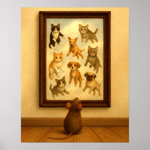 Poster Arte Engraçada de Gato e Muro de Cachorro