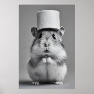 Poster Arte engraçada de hamster para banheiro, chapéu de