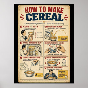 Poster Arte engraçada de pôster de cozinha sobre como faz