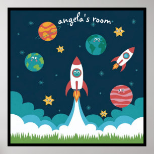 Poster Arte Espacial Caprichosa para pôster de quarto inf