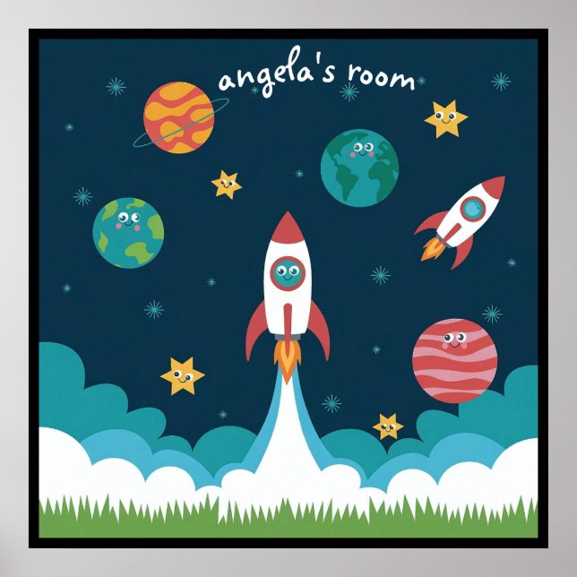 Poster Arte Espacial Caprichosa para pôster de quarto inf (Frente)