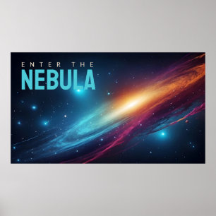 Poster Arte Espacial Neon de Supernova Cósmica Épica