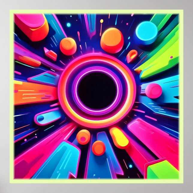 Poster Arte Espacial Neon Vortex (Frente)