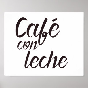 Póster Arte espanhola da palavra do café de Leche do