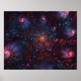POSTER ARTE ESPIRAL FRACTAL RÓSEO CÓSMICO