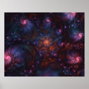 POSTER ARTE ESPIRAL FRACTAL RÓSEO CÓSMICO