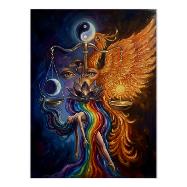 Póster Arte Espiritual Fénix e Lótus   (Frente)