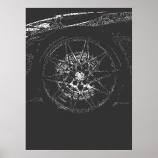 Poster Arte estética da linha da jante do abstrato