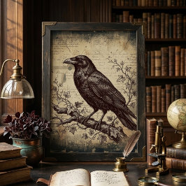 Poster Arte Estética Vintage de Academia Sombria com Corv