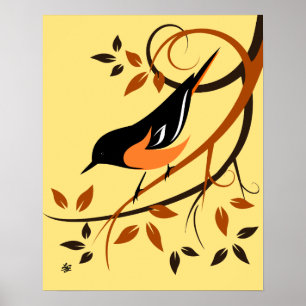 Poster Arte Estilizada Baltimore Oriole