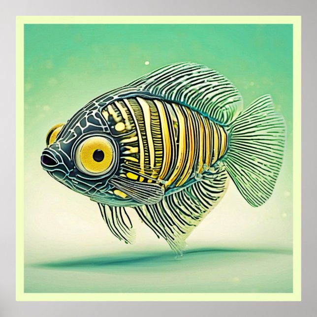 Poster Arte Estilizada de Peixes (Frente)