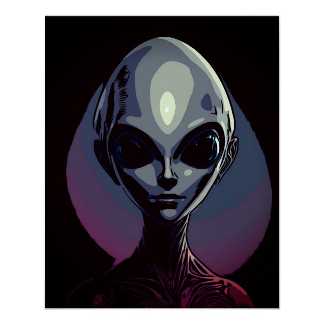 Póster Arte Extraterrestre cinza (Frente)