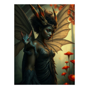 Póster Arte Fada De Dragão Brilhante