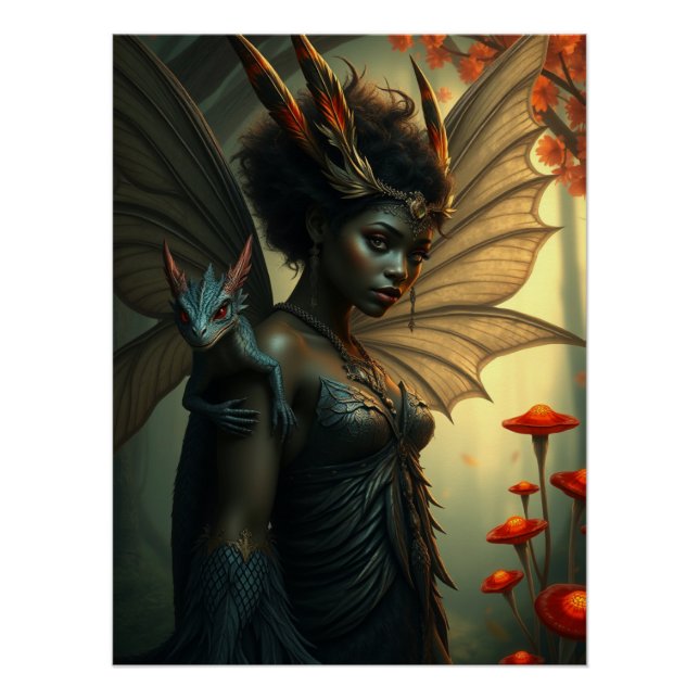 Póster Arte Fada De Dragão Brilhante (Frente)