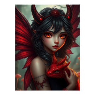 Póster Arte Fada De Dragão Brilhante