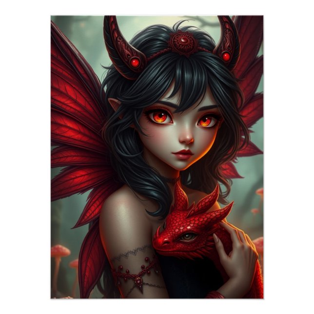 Póster Arte Fada De Dragão Brilhante (Frente)