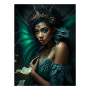 Póster Arte Fada De Dragão Brilhante