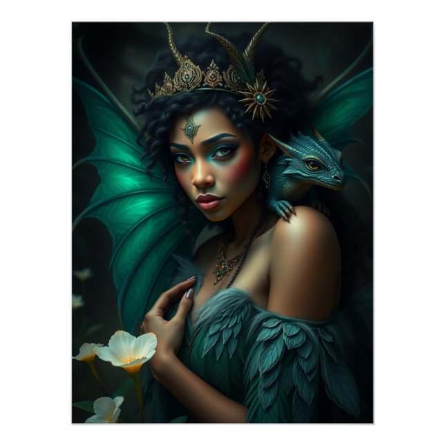 Póster Arte Fada De Dragão Brilhante (Frente)