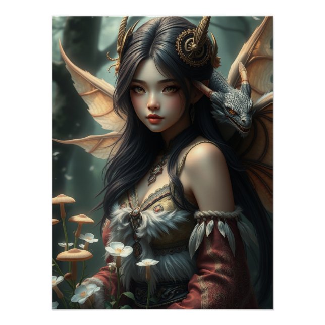 Póster Arte Fada De Dragão Brilhante (Frente)