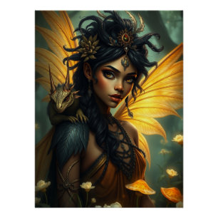 Póster Arte Fada De Dragão Brilhante
