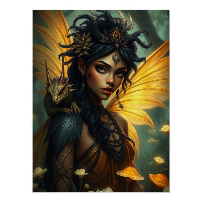 Póster Arte Fada De Dragão Brilhante (Frente)